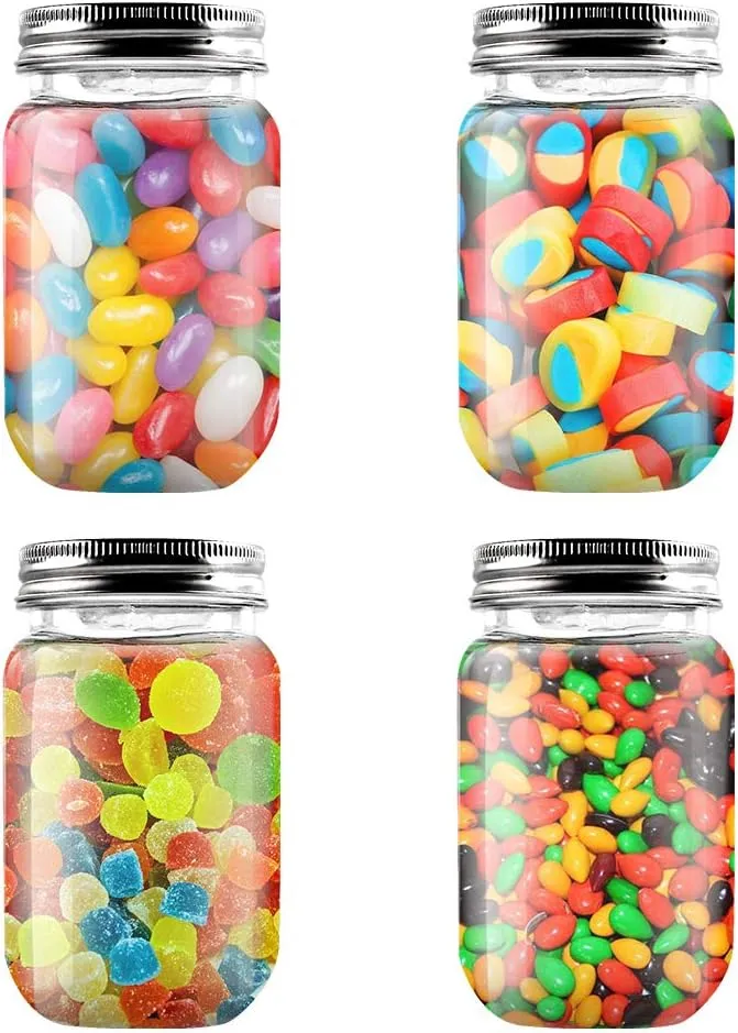 novelinks 16 Ounce Clear Plastic Jars Containers With Screw On Lids - Refillable Round Empty Plastic Slime Storage Containers for Kitchen & Household Storage - BPA Free (10 Pack)