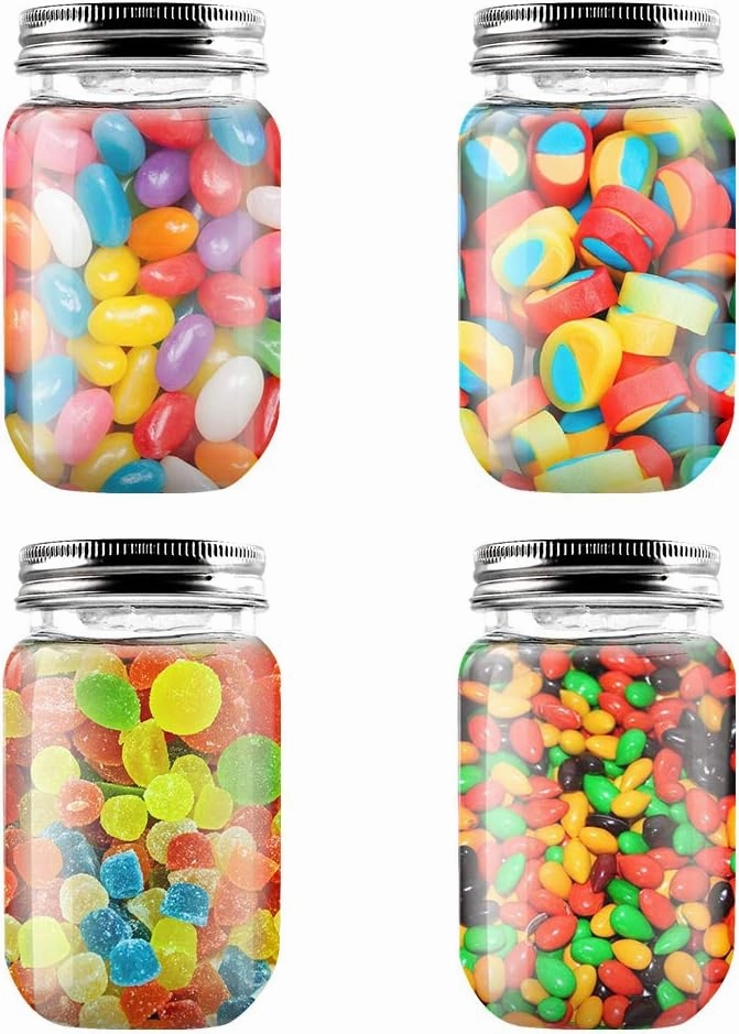 novelinks 16 Ounce Clear Plastic Jars Containers With Screw On Lids - Refillable Round Empty Plastic Slime Storage Containers for Kitchen & Household Storage - BPA Free (20 Pack)