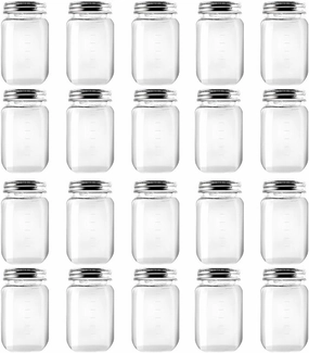 novelinks 16 Ounce Clear Plastic Jars Containers With Screw On Lids - Refillable Round Empty Plastic Slime Storage Containers for Kitchen & Household Storage - BPA Free (20 Pack)