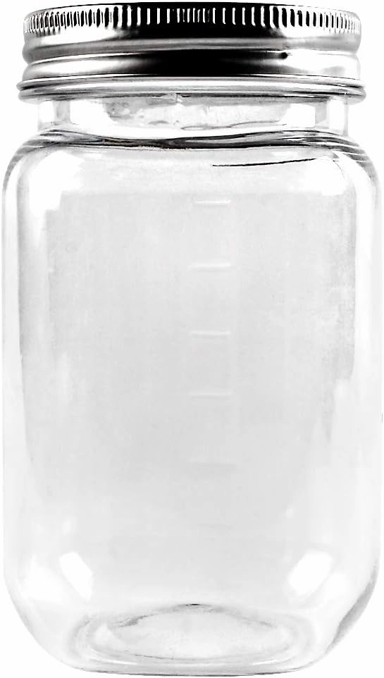 novelinks 16 Ounce Clear Plastic Jars Containers With Screw On Lids - Refillable Round Empty Plastic Slime Storage Containers for Kitchen & Household Storage - BPA Free (20 Pack)