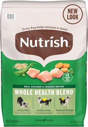 Nutrish Real Chicken & Veggies Recipe Whole Health Blend Dry Dog Food, 40 lb. Bag, Packaging May Vary (Rachael Ray)