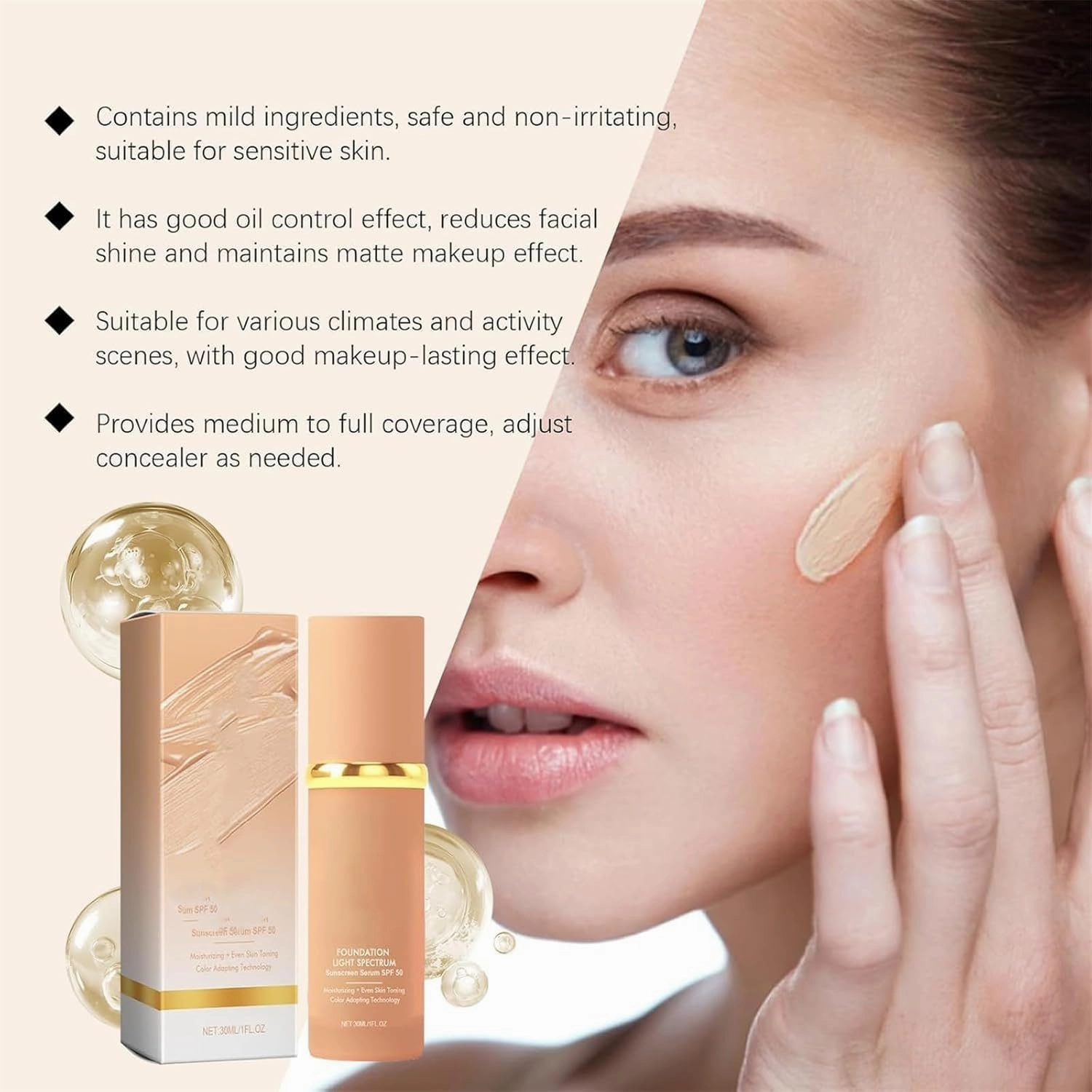 Nuvoria Base, Cabindealer 4 in 1 Foundation, Nuvoria 4 En, Match Cosmetics Foundation, Color Changing Foundation, Hydrating Concealer Foundation with Spf 50  (2PC)