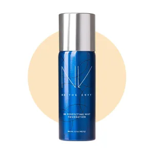 NV BB Perfecting Mist Foundation Buildable Coverage Professional Airbrush Makeup with Plant-based Stem Cell Polypeptides, Vitamins A, D, E and Aloe, 1.5 ounces, Warm Beige