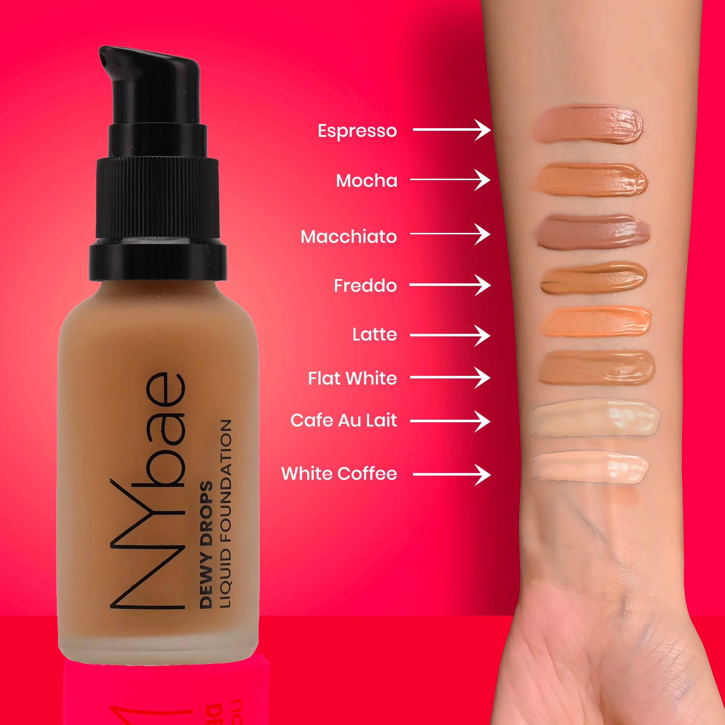NY Bae Dewy Drops Foundation| Natural Finish | Everyday Glow |Lightweight Concealer | Moisturising - Freddo 04 (30 ml)