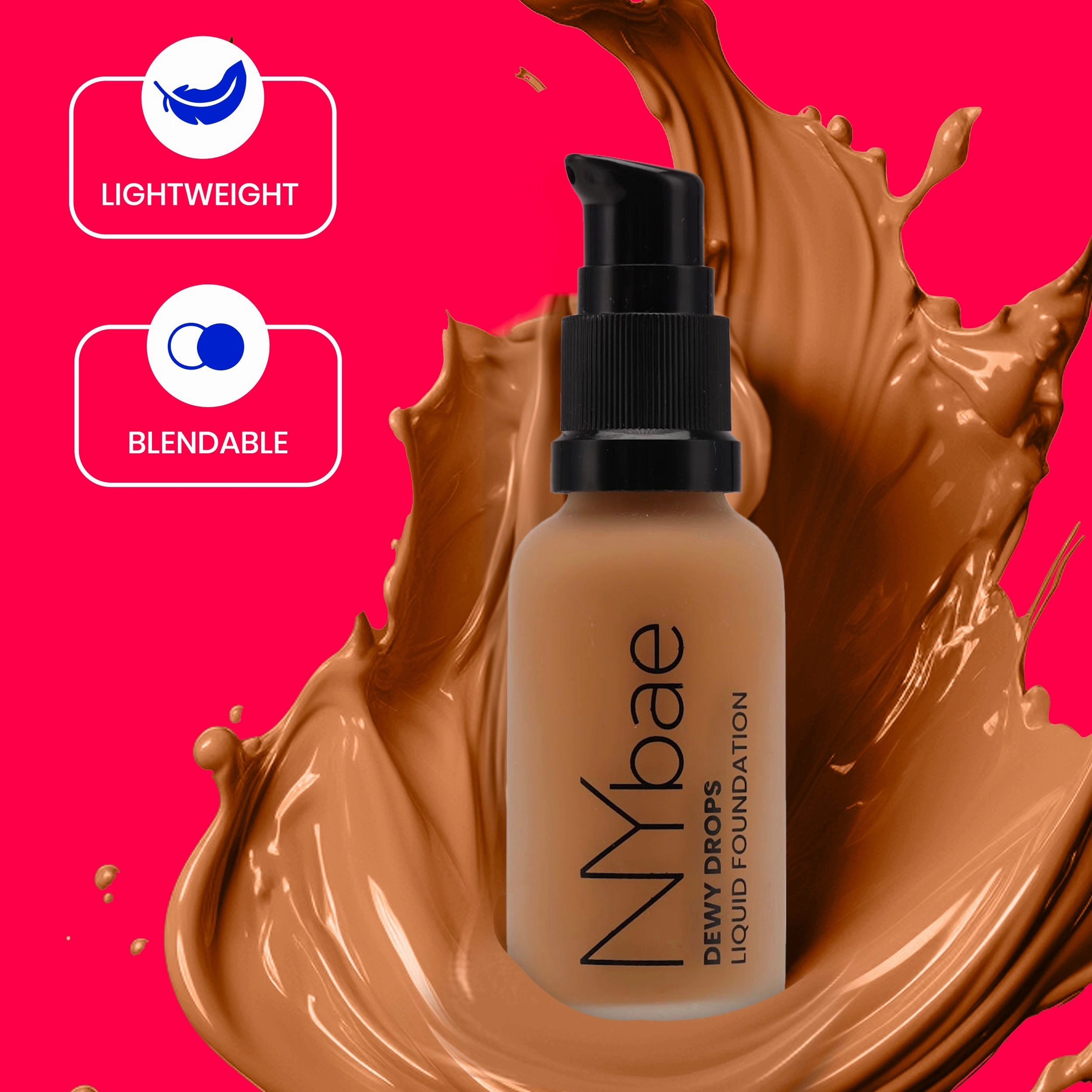 NY Bae Dewy Drops Foundation| Natural Finish | Everyday Glow |Lightweight Concealer | Moisturising - Freddo 04 (30 ml)