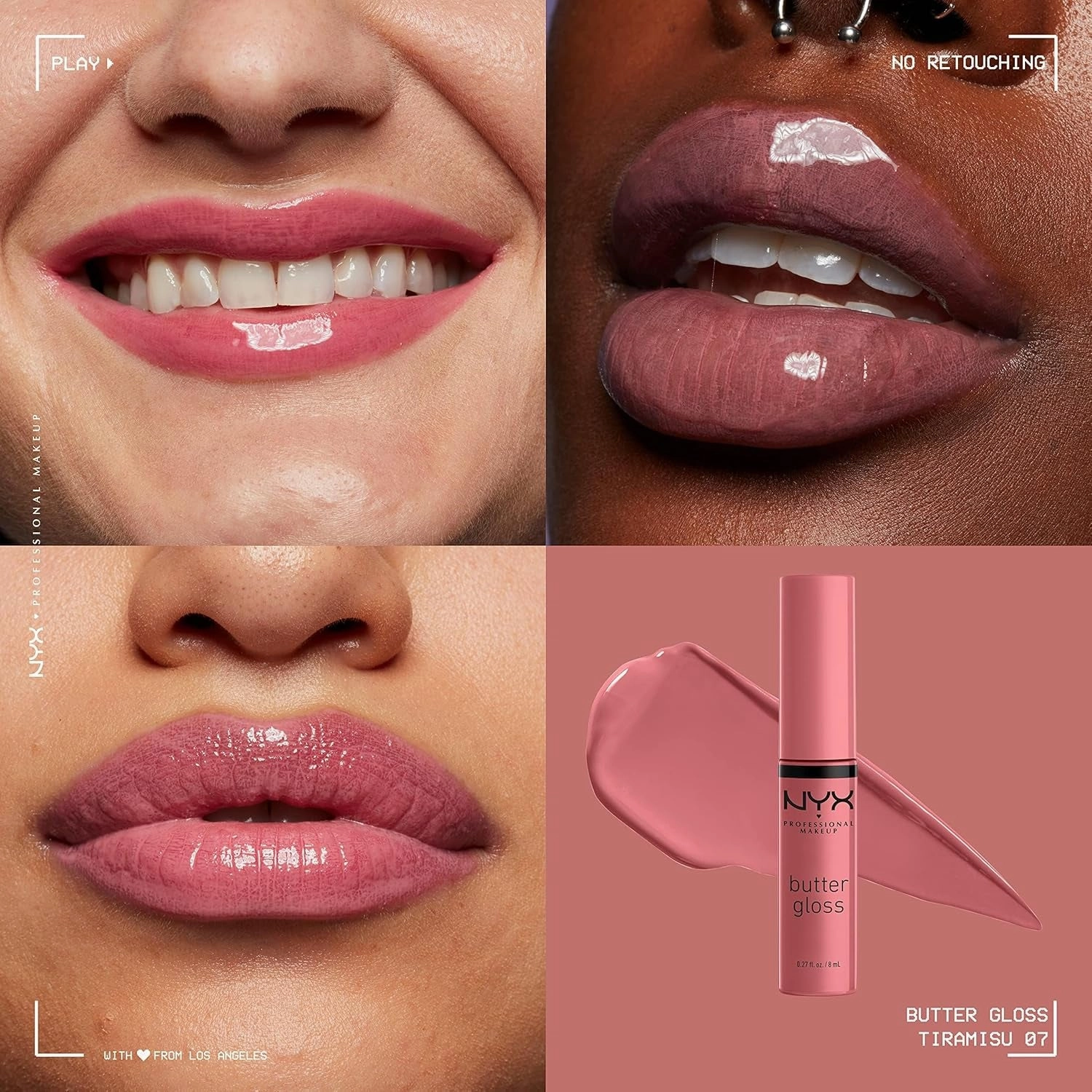 NYX Butter Gloss Non-Sticky Lip Gloss Red Velvet Deep Red & Tiramisu Brown