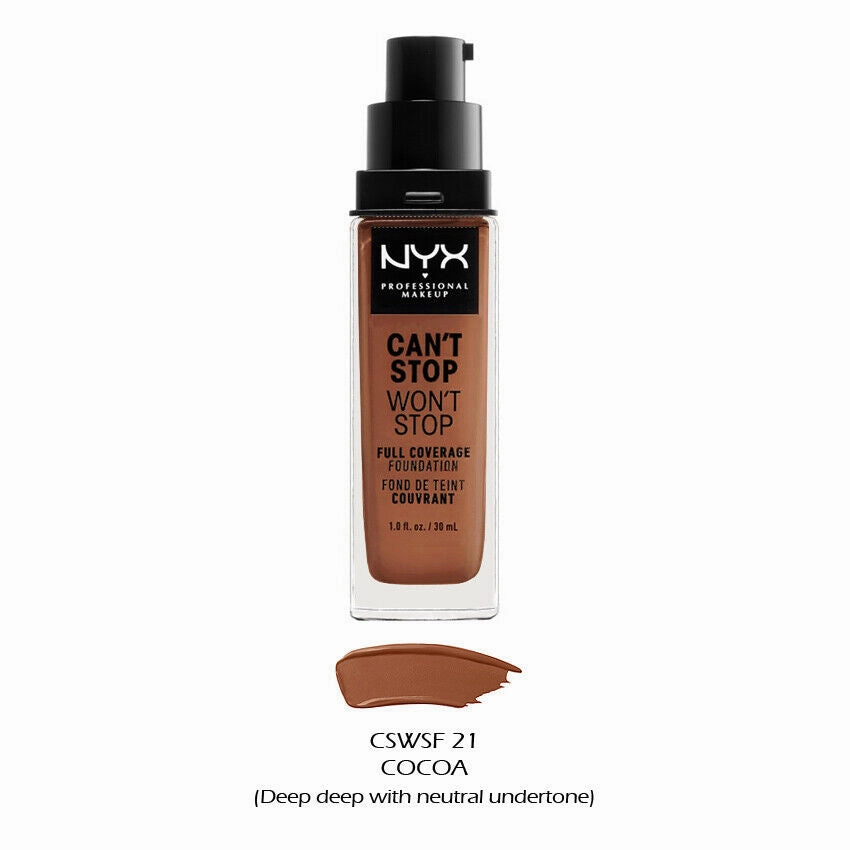 NYX Can't Stop Won't Stop Full Coverage Foundation, Cocoa CSWSF21