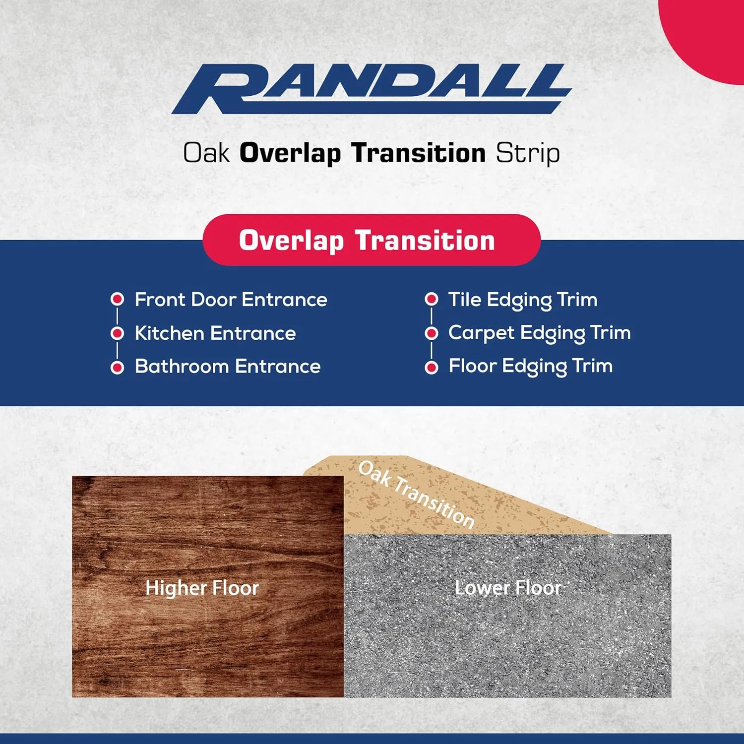Oak Overlap Transition Strip for 1/2inches Material 2 1/2inches Wide (4 FT)