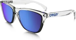 Oakley Frogskins Sunglasses Crystal Clear with Prizm Sapphire Iridium Lens 55mm