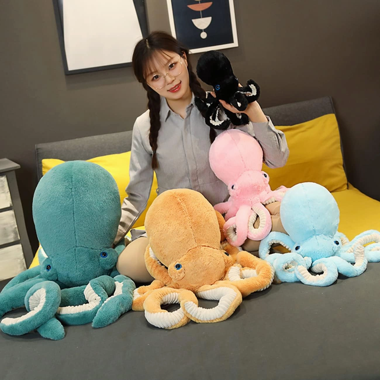 Octopus Stuffed Animals Octopus Plush Doll Toys Octopus Stuffed Toys Gift for Kids and Lovers for Birthday, Christmas, Valentine's Day(17.7-inch Pink)
