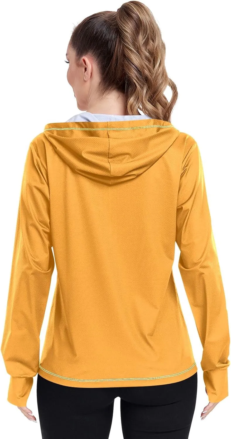 ODAWA Womens Upf Hoodie Peach Puff UV Cooling Hoodie Summer Clothing Long Sleeve Spf 50 Quick Dry Cooling Shirts