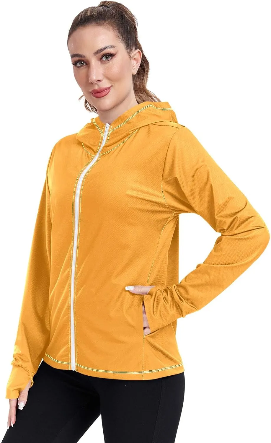ODAWA Womens Upf Hoodie Peach Puff UV Cooling Hoodie Summer Clothing Long Sleeve Spf 50 Quick Dry Cooling Shirts