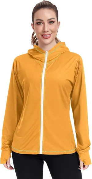 ODAWA Womens Upf Hoodie Peach Puff UV Cooling Hoodie Summer Clothing Long Sleeve Spf 50 Quick Dry Cooling Shirts