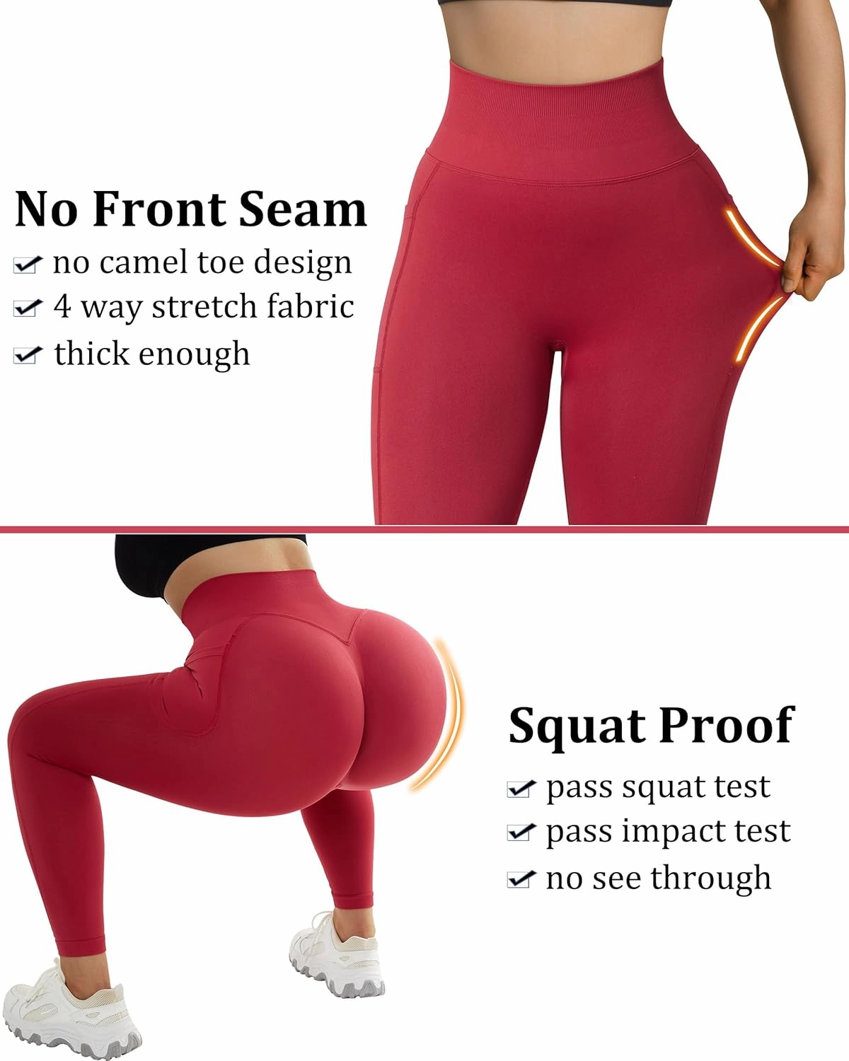 OMKAGI Women Scrunch Butt Lifting Leggings with Pockets Compression High Waisted Gym Workout Leggings