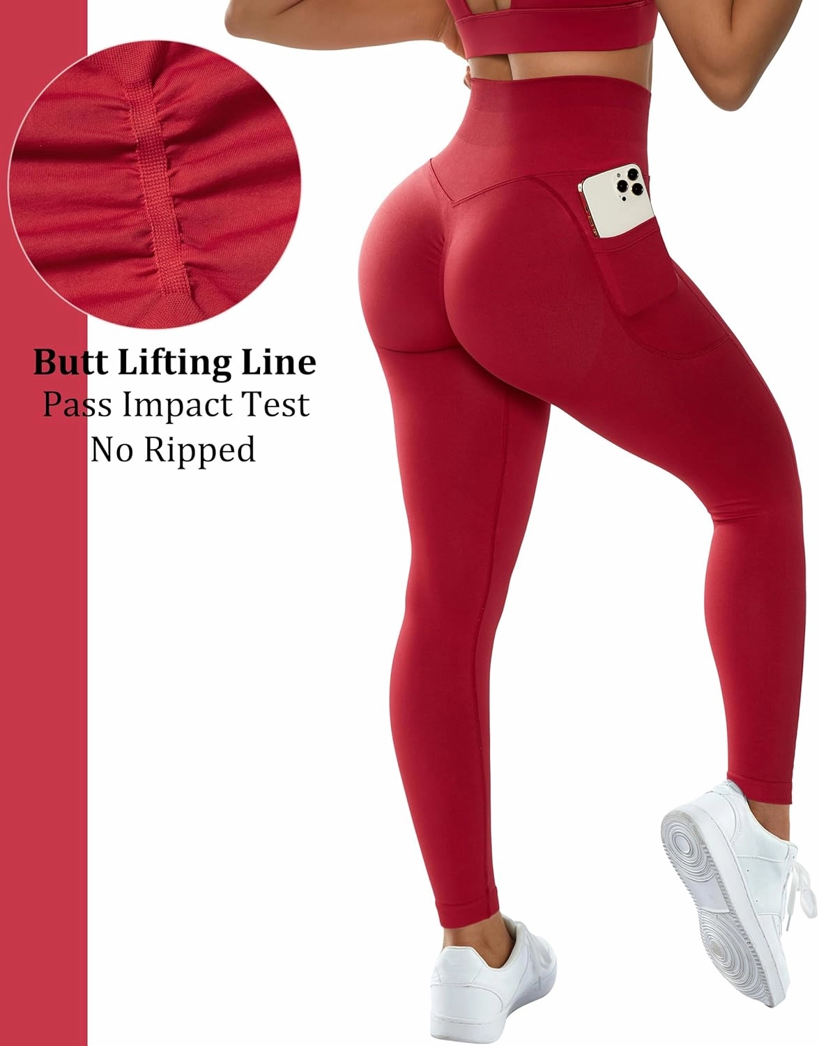 OMKAGI Women Scrunch Butt Lifting Leggings with Pockets Compression High Waisted Gym Workout Leggings