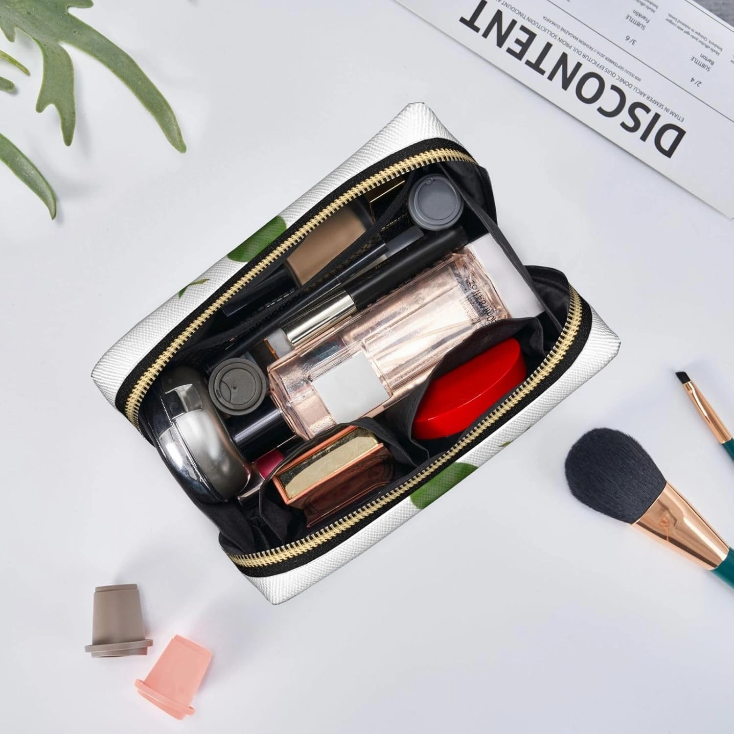 Orange Toiletry Pouch, Travel-Friendly Makeup Organizer For Makeup Brushes, Lipsticks