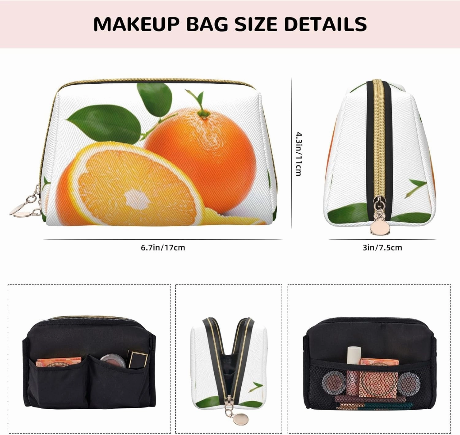 Orange Toiletry Pouch, Travel-Friendly Makeup Organizer For Makeup Brushes, Lipsticks