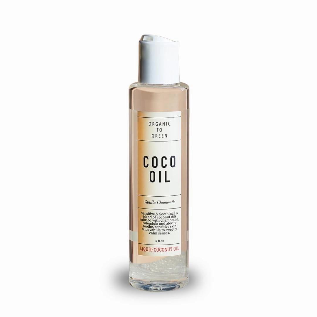 Organic To Green VANILLA CHAMOMILE COCO OIL & ALOE VERA – Face & Body Serum Oil & Skincare Moisturizer for Children, Babies, & Stretch Marks with Vitamin E, Calendula – Clean Beauty, Vegan, 5 oz