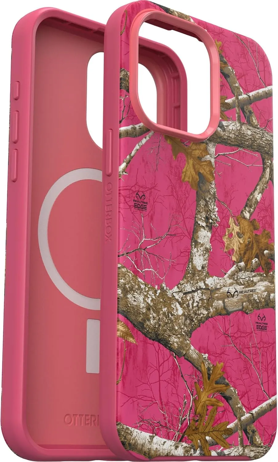 OtterBox iPhone 15 Pro MAX (Only) Symmetry Series Case - Realtree Flamingo Pink, Snaps to MagSafe, Ultra-Sleek, Raised Edges Protect Camera & Screen