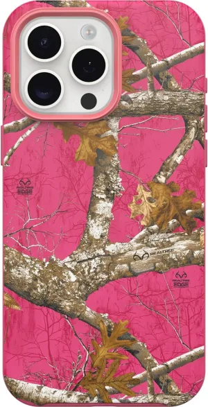 OtterBox iPhone 15 Pro MAX (Only) Symmetry Series Case - Realtree Flamingo Pink, Snaps to MagSafe, Ultra-Sleek, Raised Edges Protect Camera & Screen