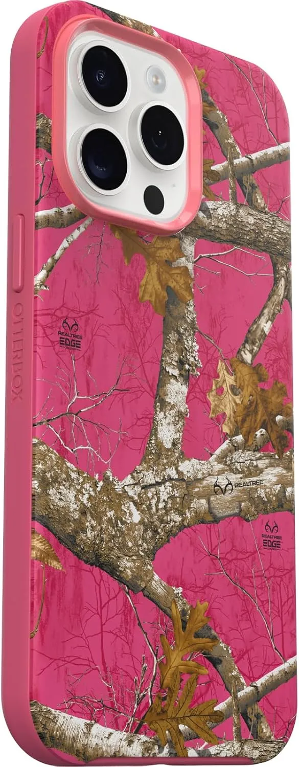 OtterBox iPhone 15 Pro MAX (Only) Symmetry Series Case - Realtree Flamingo Pink, Snaps to MagSafe, Ultra-Sleek, Raised Edges Protect Camera & Screen