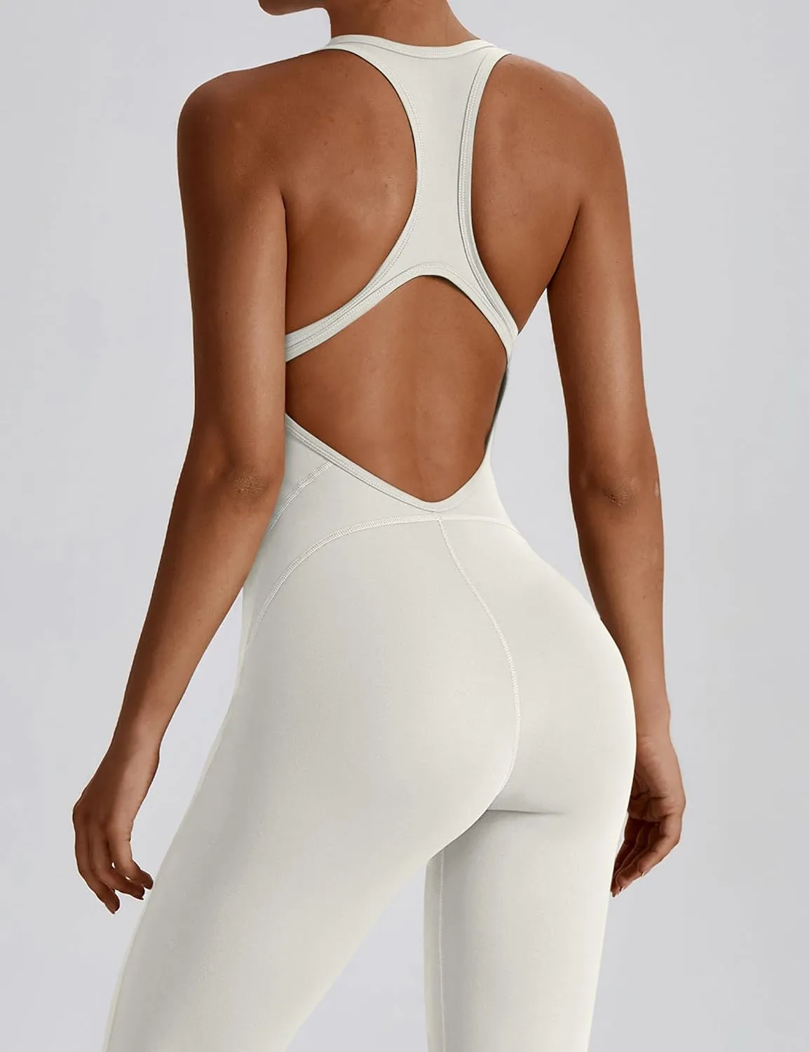 OYS Women's Sleeveless Backless One Piece Seamless Bodycon Yoga Workout Jumpsuits