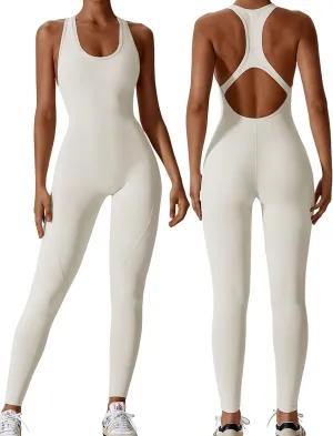 OYS Women's Sleeveless Backless One Piece Seamless Bodycon Yoga Workout Jumpsuits