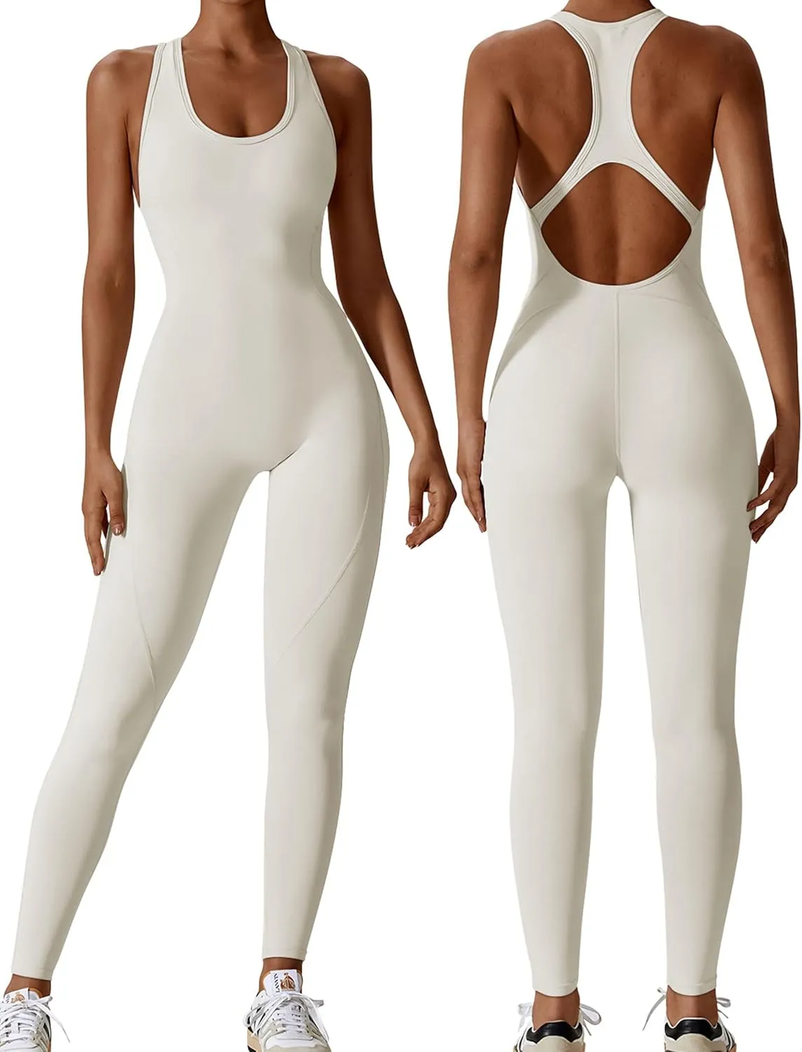 OYS Women's Sleeveless Backless One Piece Seamless Bodycon Yoga Workout Jumpsuits