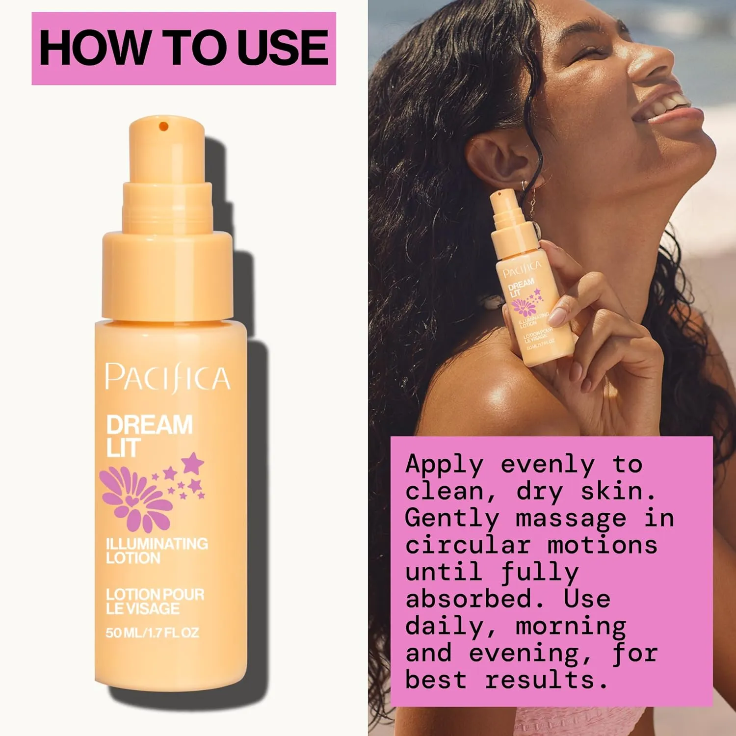 Pacifica Dreamlit Illuminating Facial Lotion – Vitamin C & Niacinamide Brightening Moisturizer for Radiant Glow - Natural Dewy Finish Hydrates & Minimizes Pores - Lightweight Daily Face Cream, Vegan