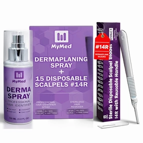 Pack of 15#14R Dermaplaning Scalpels with Hair Identifier Spray   14R Dermaplane Razor for Women Face– for Smooth and Glowing Skin