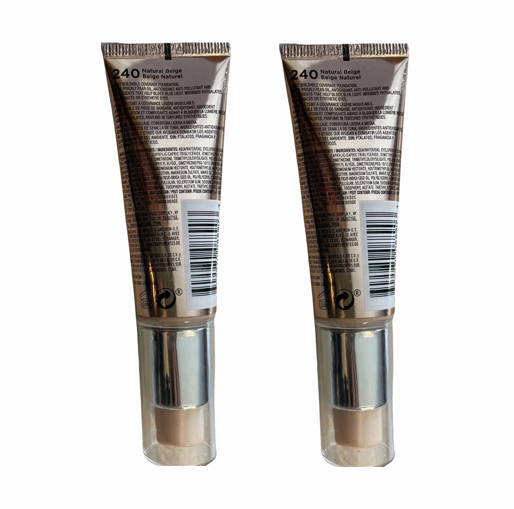 Pack of 2 Revlon Photoready Candid Glow Moisture Glow Anti-Pollution Foundation, Natural Beige 240