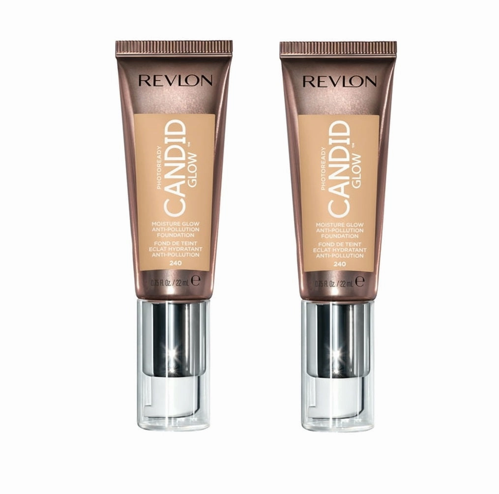 Pack of 2 Revlon Photoready Candid Glow Moisture Glow Anti-Pollution Foundation, Natural Beige 240