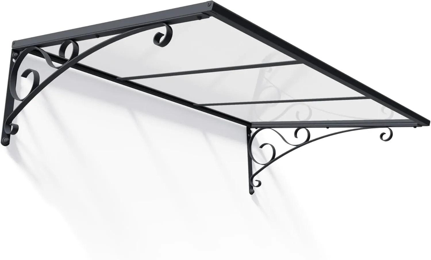 Palram Canopia Venus 1350 - 4' x 3' Window & Door Awning for Door Entrance, High-End Polycarbonate Patio Canopy with Clear Panels, UV Protection, Modern Gray Metal Frame, Weather Resistant Overhang