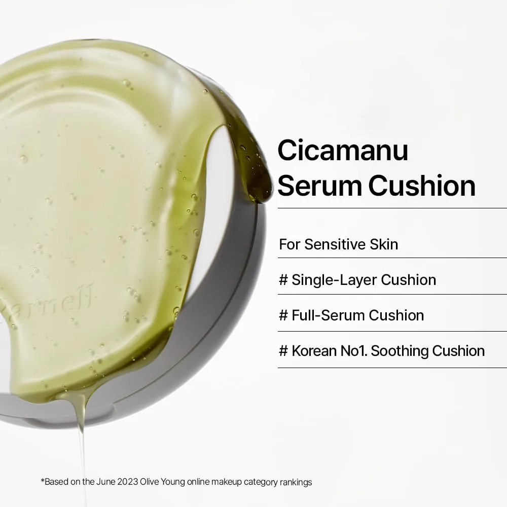 Parnell Cicamanu Serum Cushion - Moisturizing Foundation for Soothing, Coverage, Glass Skin and Lightweight for Sensitive and Dry Skin Pearl Skin (0.52 Fl Oz) (30W)