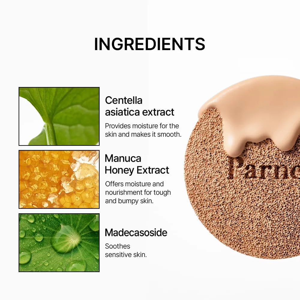 Parnell Cicamanu Serum Cushion - Moisturizing Foundation for Soothing, Coverage, Glass Skin and Lightweight for Sensitive and Dry Skin Pearl Skin (0.52 Fl Oz) (30W)