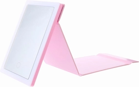 PartyKindom Led Makeup Mirror Portable Touch Control Folding Cosmetic Mirror High Definition Aluminum Glass Abs Material