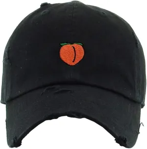 Peach Peachy Vintage Baseball Cap Embroidered Cotton Adjustable Distressed Dad Hat