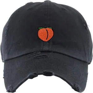 Peach Peachy Vintage Baseball Cap Embroidered Cotton Adjustable Distressed Dad Hat