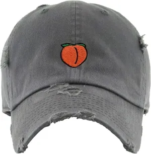 Peach Peachy Vintage Baseball Cap Embroidered Cotton Adjustable Distressed Dad Hat