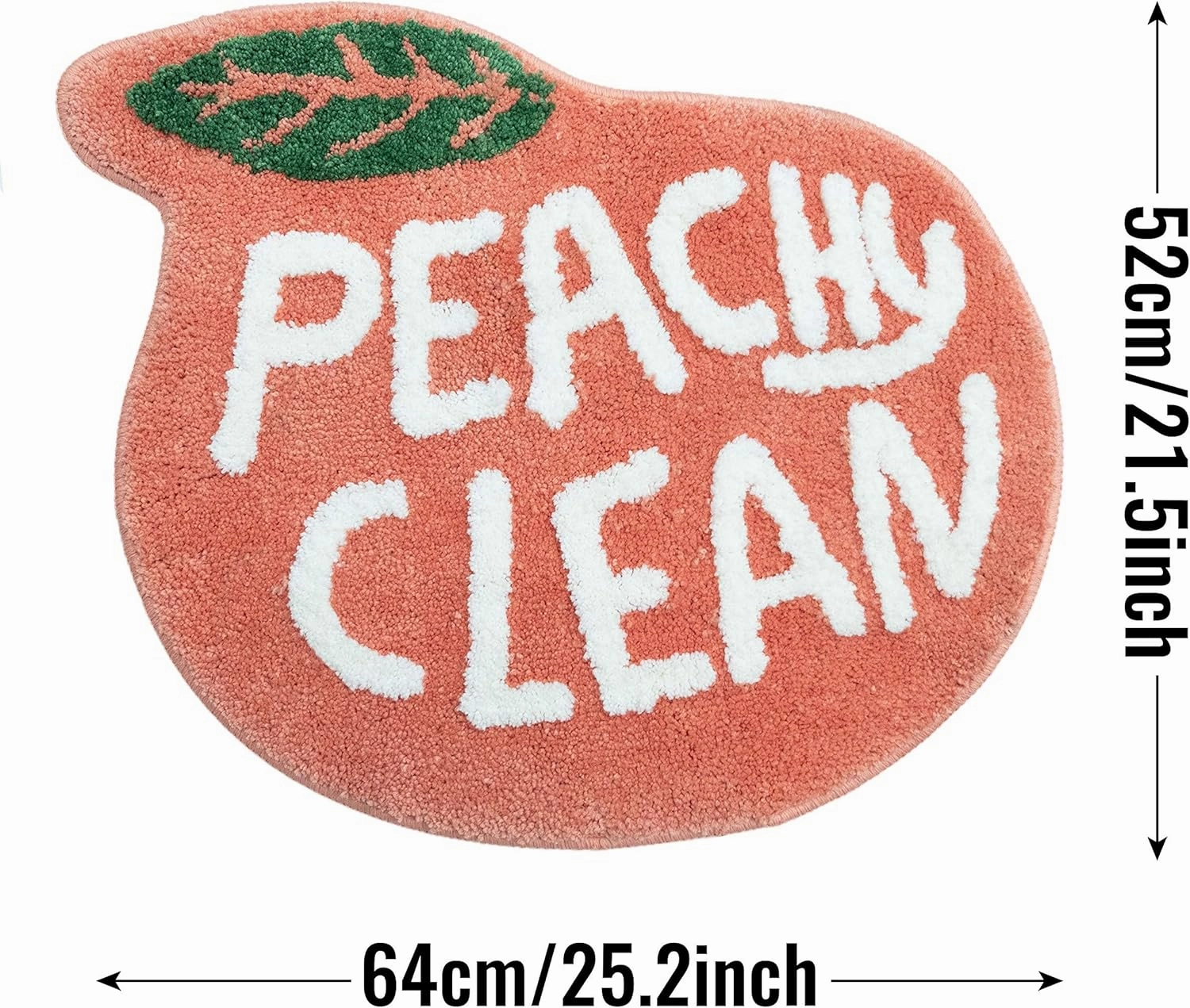 Peach Bathroom Rugs and Mat Cute Cartoon Decor Plush Non-Slip and Absorbent Bathtub Rug Washable