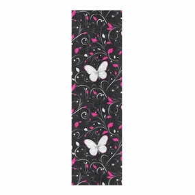 Peach Flower and Whites Butterfly Black Designed Grip Tape roll for Skateboards Decorative Waterproof Tear-Proof Grip Tape Cruiser Board Cinta de agarre para Skate 33×9 Inch