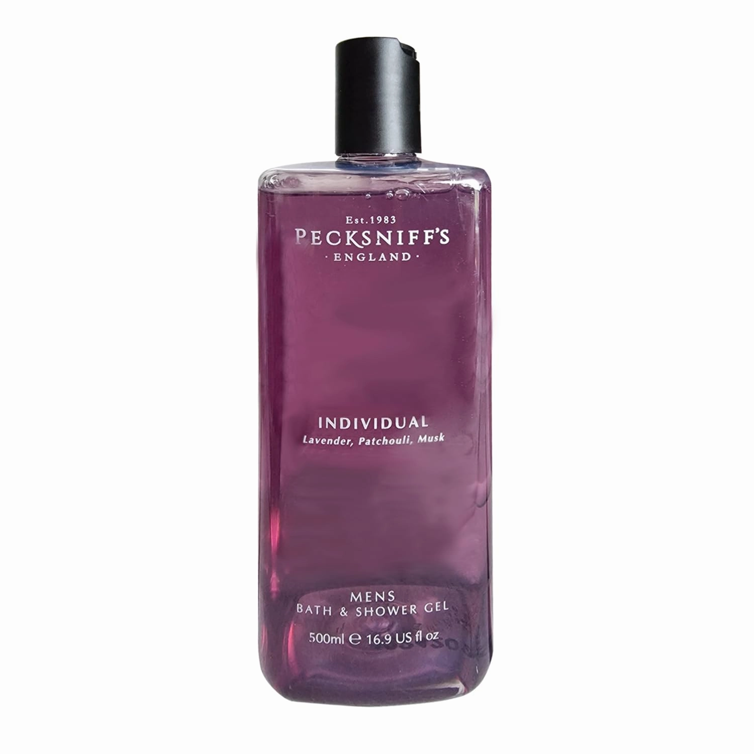 Pecksniff's Men's Individual Bath & Shower Gel Body Wash 500ml - Luxurious Lavender, Patchouli & Musk Scent - Nourishing & Hydrating Formula for All Skin Types