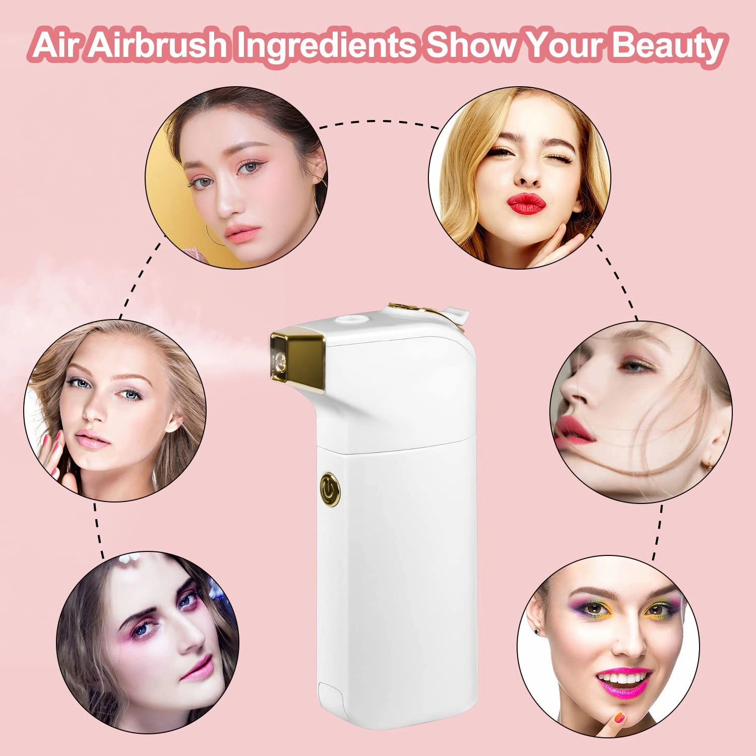PELCAS Air Airbrush Makeup, Cordless Professional Airbrush Foundation Machine, Airbrush Compressor Set for Face at Home SPA(White)