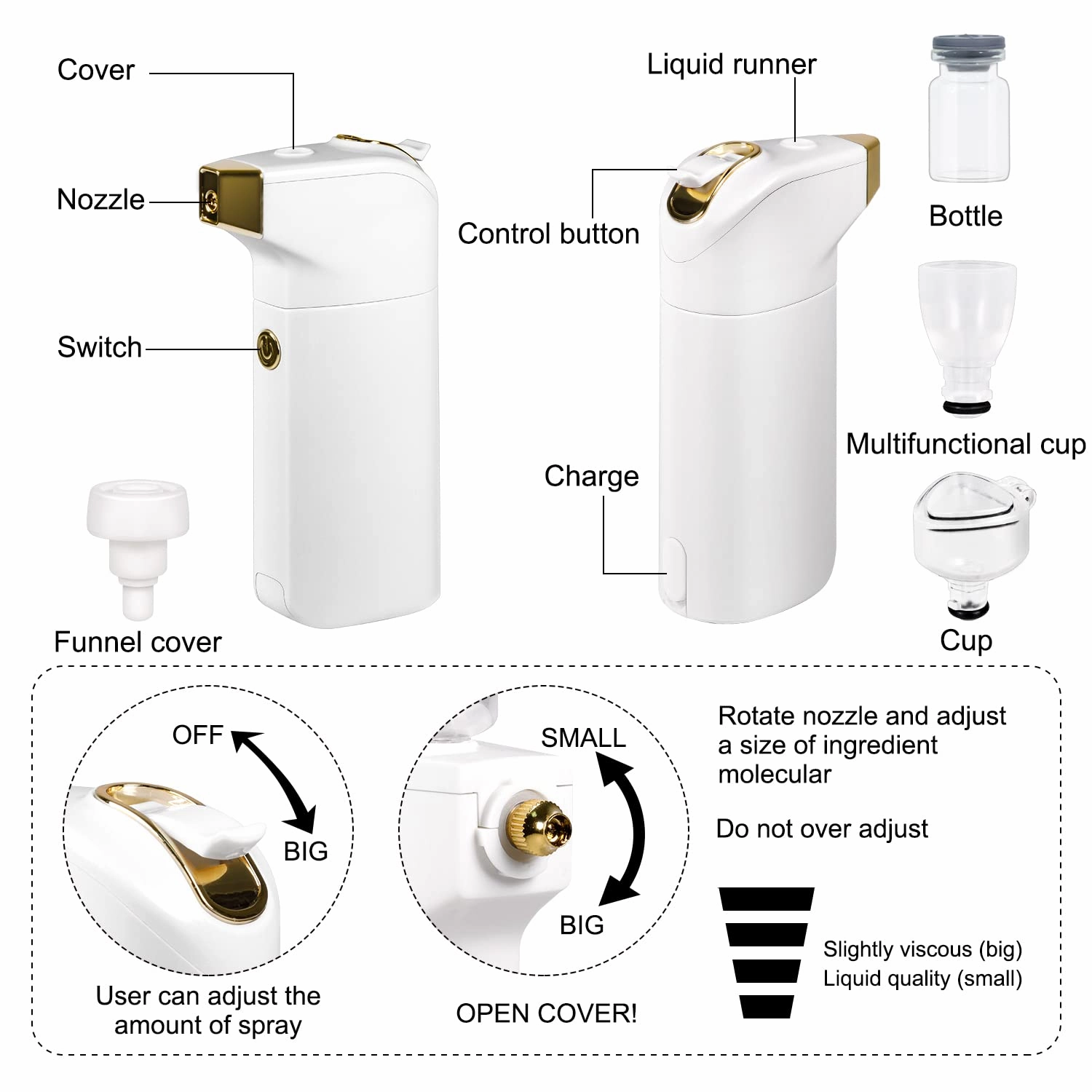 PELCAS Air Airbrush Makeup, Cordless Professional Airbrush Foundation Machine, Airbrush Compressor Set for Face at Home SPA(White)
