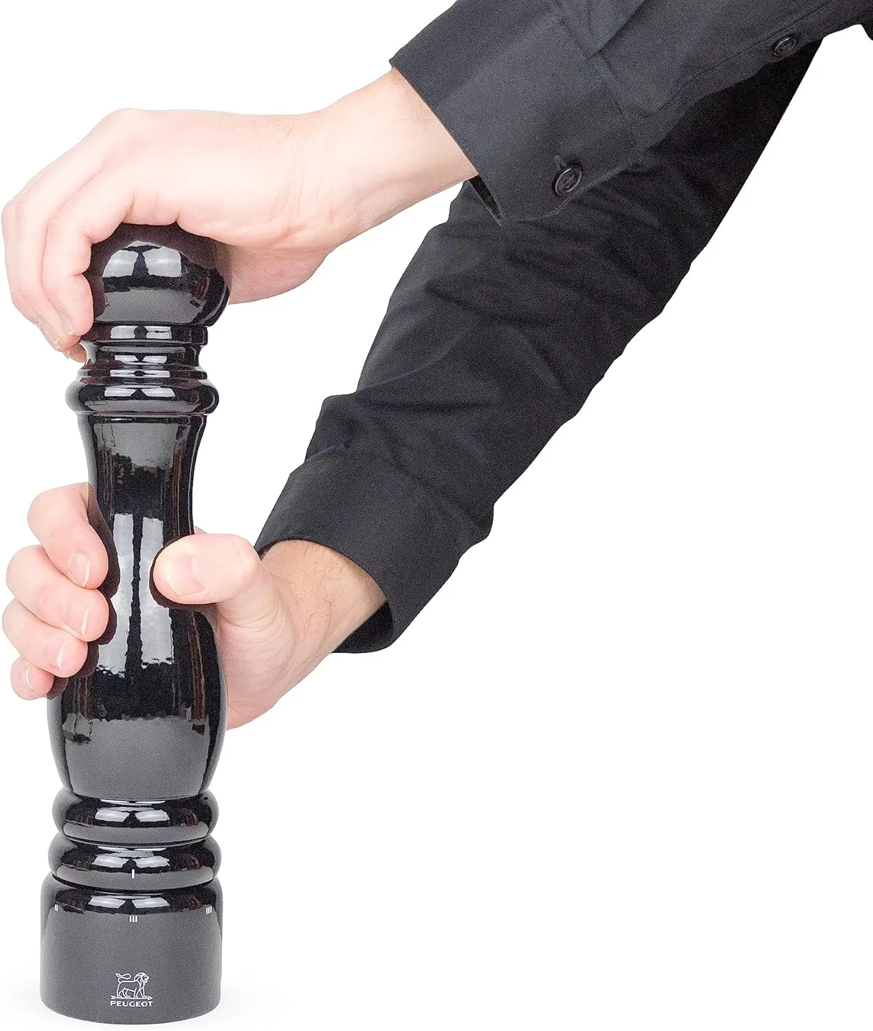Peugeot - Paris u'Select Manual Pepper Mill - Adjustable Grinder - Beechwood, Gloss Black