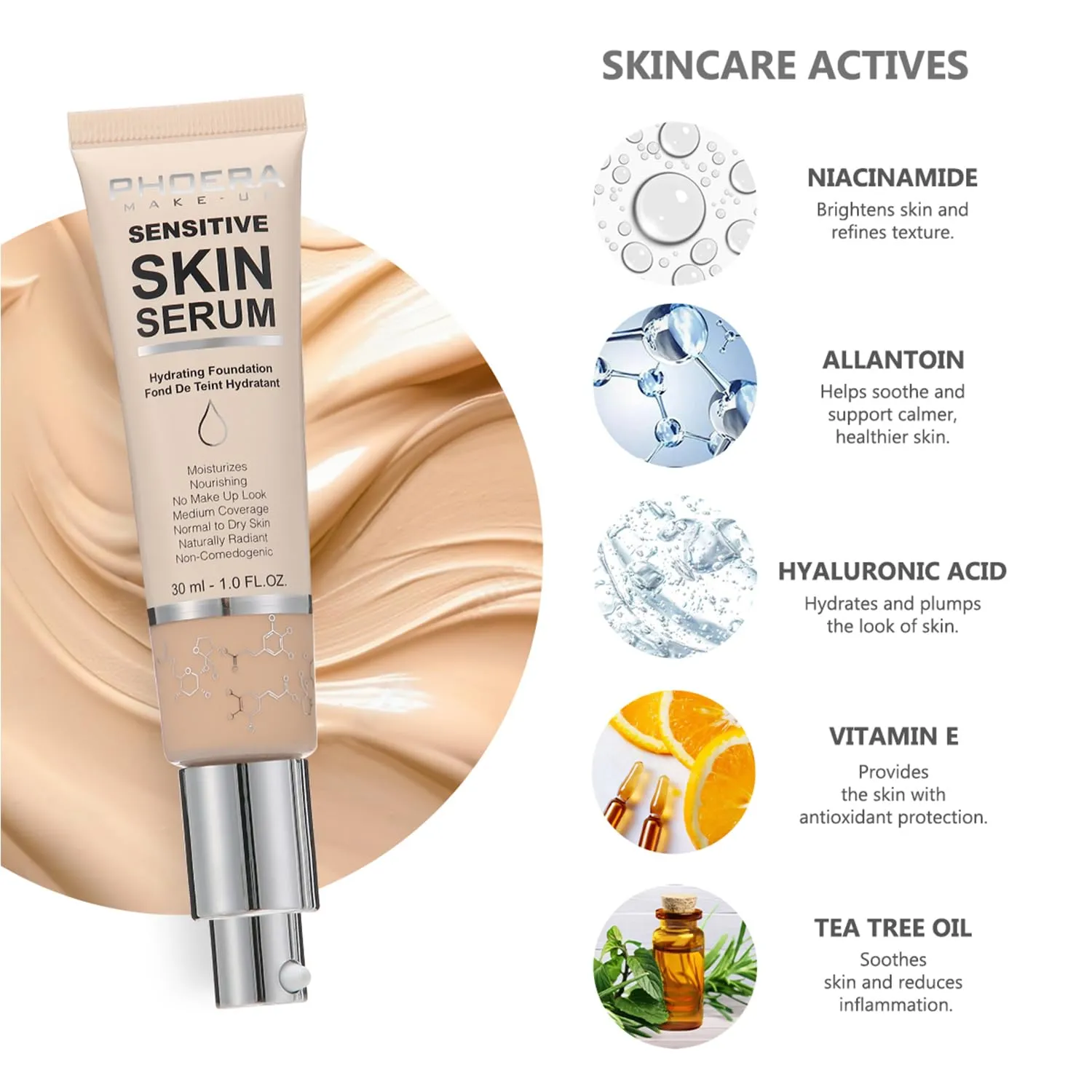 PHOERA Foundation Full Coverage,and Medium Coverage 2024 New PHOERA Foundation Makeup for Mature Skin, Wrinkles Matte Natural Finish for a Flawless Complexion (101 N02/ Porcelain Nude)
