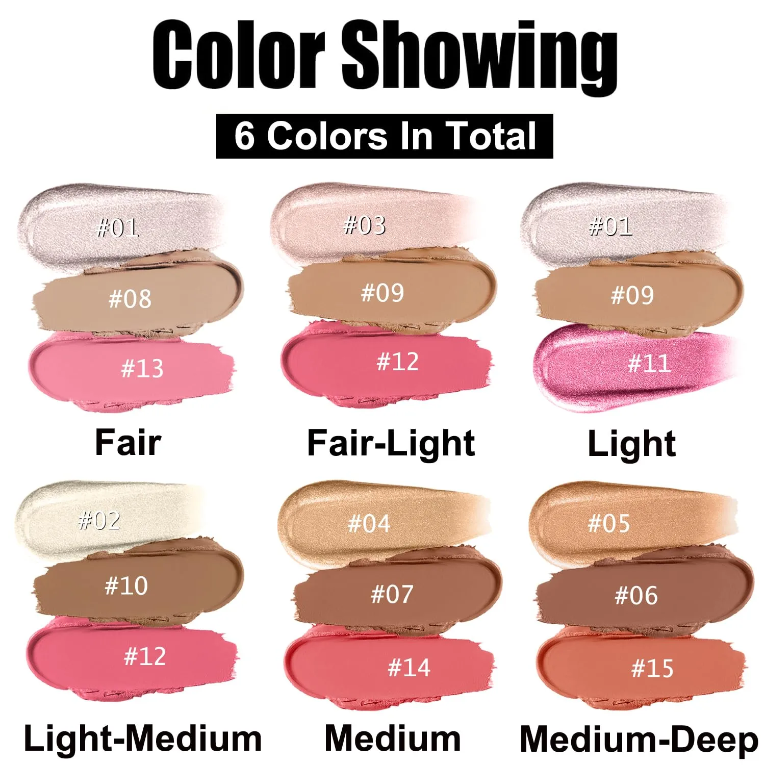 PHOERA Foundation,3 PCS Contour Stick Makeup Kit,Shades with Highlighter Stick,Blush Stick and Bronzer Contour,PHOERA Makeup Wrinkles Matte Natural Finish (101  Fair Contour/Porcelain #01,#08,#13)