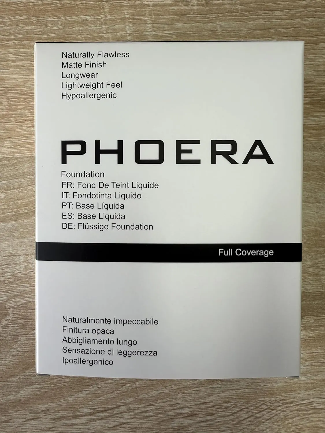 PHOERA Makeup Set - Full Coverage Foundation, Primer, Powder, Concealer & Kabuki Brushes (Buff Beige)