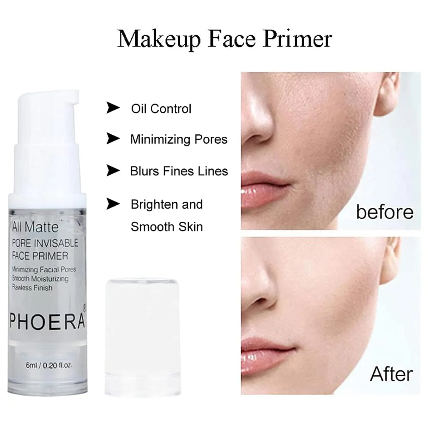 PHOERA Makeup Set - Full Coverage Foundation, Primer, Powder, Concealer & Kabuki Brushes (Buff Beige)
