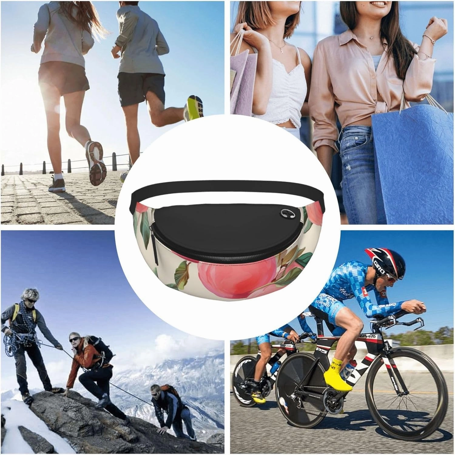 Pink Peach Fanny Pack for Man Women Waist Bag Adjustable Belt Casual Chest Bag Bum Bags for Travel Sports Running Hiking Waist Packs